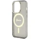 Guess dėklas iPhone 14 Pro su Glitter Gold MagSafe, juodas