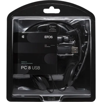Kompiuterinės ausinės su mikrofonu EPOS PC 8 USB, On-Ear, juodos
