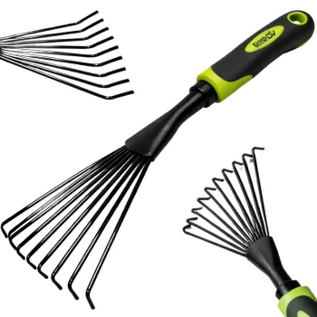 DIVODV rankinis grėbliukas sodui, 38 cm, juodas/žalias