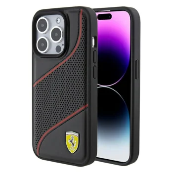 Ferrari Perforated Waves dėklas, skirtas iPhone 15 Pro, juodas