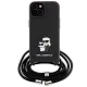 Karl Lagerfeld dėklas iPhone 15 telefonui Crossbody Saffiano Metal Pin, juodas