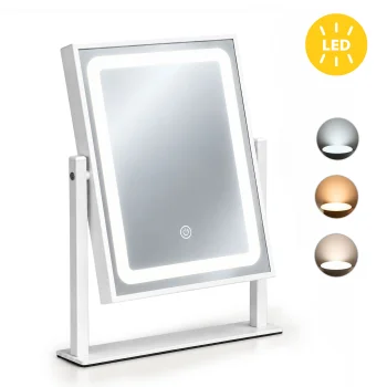 ModernHome kosmetinis LED makiažo veidrodis 25x30 cm su 3 šviesos atspalviais