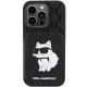 Karl Lagerfeld dėklas iPhone 15 Pro telefonui Saffiano Monogram Choupette, juodas