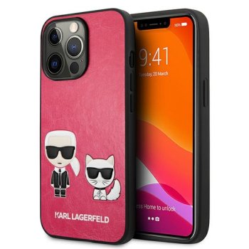 Karl Lagerfeld Ikonik Karl & Choupette dėklas iPhone 13 Pro / 13, Fuksijų