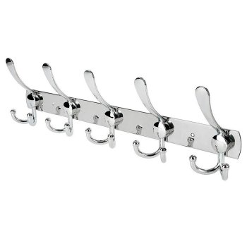 Wall Mounted Coat Rack 40cm with 15 Hooks, Silver