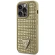 Guess Rhinestone Triangle dėklas iPhone 14 Pro telefonui, auksinis
