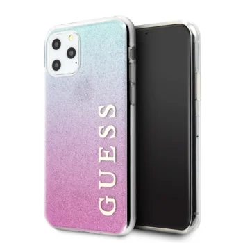 Guess iPhone 11 Pro Max dėklas Glitter Gradient, rožinis / mėlynas