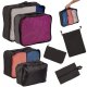 Travel suitcase organizer set 7 pcs waterproof clothing storage bags shoe pouch black