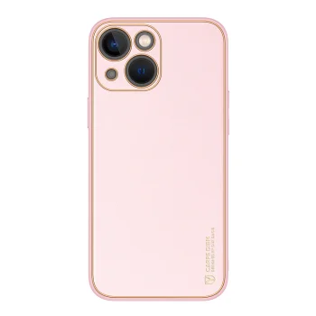 Dux Ducis Yolo iPhone 14 Plus Case, Faux Leather, Pink