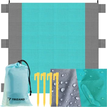 Trizand paplūdimio ir pikniko kilimėlis 208x208 cm, pilkas / mėlynas