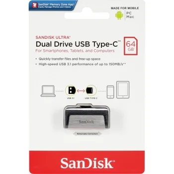 USB atmintinė SanDisk Ultra Dual Drive 64GB Type-C ir USB-A (SDDDC2-064G-G46)