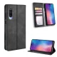Xiaomi Mi 9 Lite / CC9 / CC9mt Vintage Style Magnetic Leather Wallet Case Cover, Black