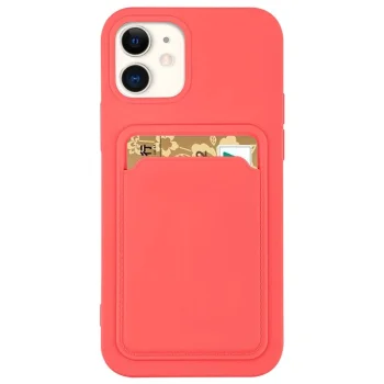 Silikoninis dėklas su kortelės skyreliu telefonui iPhone 12 Pro Max, oranžinis