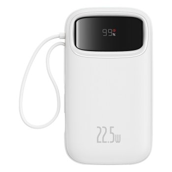 Baseus Qpow2 20000mAh 22.5W Powerbank with Dual Cable with Digital Display + Baseus Simple USB-C 3A Cable 0.3m (White)...
