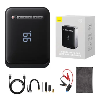Išorinė baterija ir kompresorius Baseus Super Energy Car Jump Starter, 8000mAh, juodas
