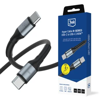 3mk Hyper Cable N-SERIES USB-C į USB-C laidas 3m 240W, juodas