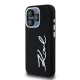 Karl Lagerfeld dėklas iPhone 15 Pro Max telefonui Silicone Metal Script Logo, juodas