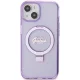 Guess Ring Stand Script Glitter MagSafe dėklas iPhone 15/14 Plus, violetinis