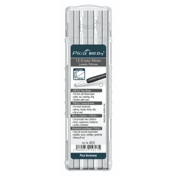 Pica BIG Dry keičiamos šerdelės pieštukui, 2x5 mm, 12 vnt., baltos