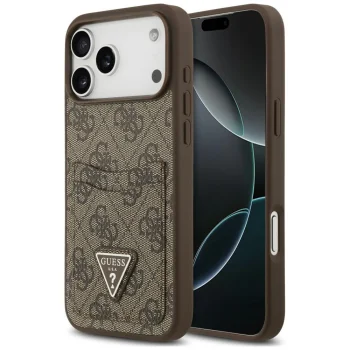 Guess 4G nauble Card Triangle case for iPhone 18 Pro Max and 17 Pro Max, brown