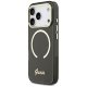 Guess IML Script Metal MagSafe dėklas iPhone 17 Pro telefonui, Juodas