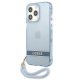 Guess dėklas iPhone 13 ir iPhone 13 Pro su virvele, mėlynas