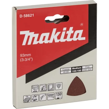 Makita delta šlifavimo popierius medienai ir metalui K150, 93 mm, 10 vnt.