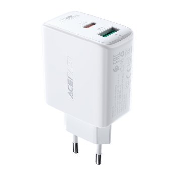 Acefast A5 sieninis įkroviklis USB Type-C / USB, 32W, PPS, PD, QC 3.0, baltas