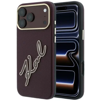 Karl Lagerfeld Smooth Big Resin Signature dėklas iPhone 18 Pro / 17 Pro, bordo