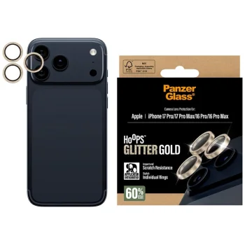 PanzerGlass Hoops Glitter Tempered Glass Lens Screen Protector  iPhone 17 Pro / 17 Pro Max / 16 Pro / 16 Pro Max - Gold