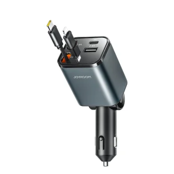 Automobilinis įkroviklis Joyroom JR-CCL05 30W su laidais, tamsiai pilkas
