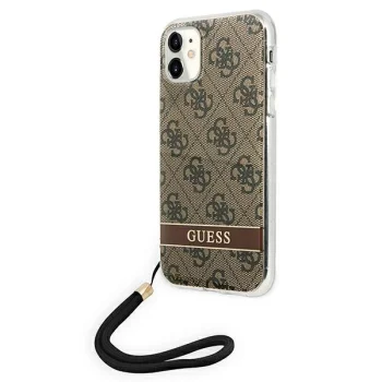 Guess 4G Print Strap dėklas iPhone 11 / XR telefonui, Rudas