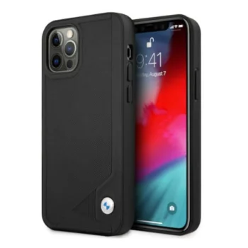 BMW dėklas iPhone 12 / 12 Pro telefonams Leather Deboss, juodas