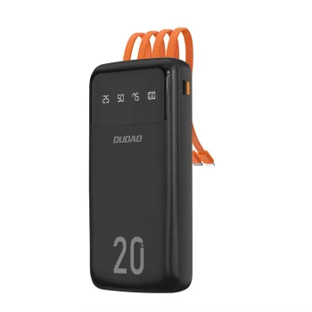 Išorinė baterija Dudao K6Pro+ 20000mAh su 4 laidais, juoda