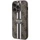 Guess dėklas iPhone 15 Pro telefonui 4G Printed Stripes MagSafe, rudas