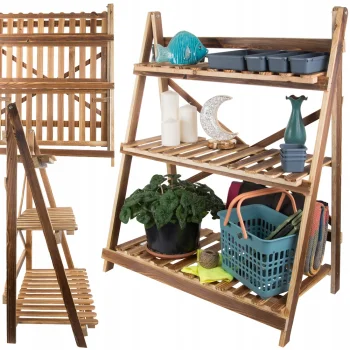 Wooden 3-Tier Plant Stand Display Shelf 27400, Brown