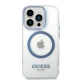 Guess dėklas iPhone 14 Pro Max Metal Outline MagSafe, mėlynas