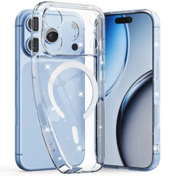 Tech-Protect FlexAir MagSafe dėklas iPhone 17 Pro / 18 Pro, Clear Glitter
