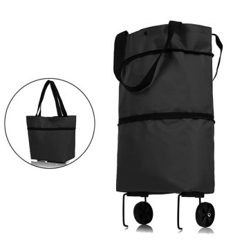 Foldable Shopping Bag on Wheels, Black