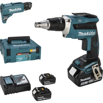 Akumuliatorinis gipskartonio suktuvas Makita DFS452TJX2 18V LXT su 2x 5.0 Ah akumuliatoriais