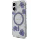 Guess Resin Flowers Glitter MagSafe dėklas telefonui iPhone 16, violetinis