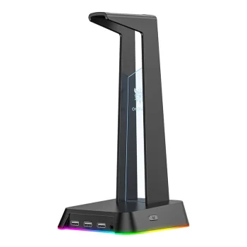 Ausinių stovas ONIKUMA ST-2 su USB jungtimis ir RGB apšvietimu, juodas