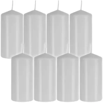 Cilindrinės žvakės Iso Trade, 10 x 5 cm, 8 vnt., baltos