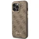 Guess GUHCP14LHG4SHW iPhone 14 Pro dėklas 4G Vintage Gold Logo, rudas