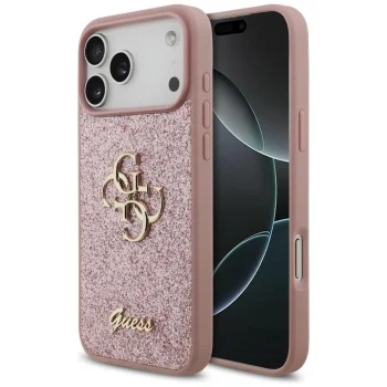 Guess Fixed Glitter Big 4G dėklas skirtas iPhone 18 Pro Max / 17 Pro Max, rožinis