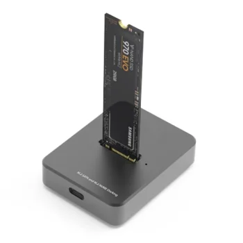 M.2 SATA ir NVMe SSD prijungimo stotelė, USB-C 10Gbps, tamsiai pilka