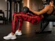 Moteriškos sportinės tamprės „Push Up“ aukštu juosmeniu, S/M, raudona / juoda