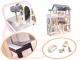 Wooden Dollhouse with Furniture and LED Lighting, 78 cm, White