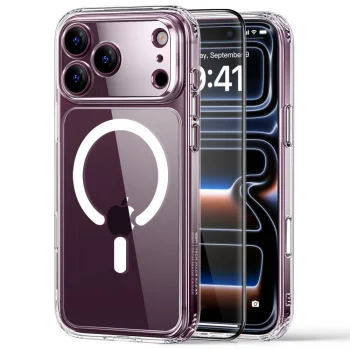 ESR Classic Hybrid MagSafe dėklas ir apsauginis stiklas iPhone 18 Pro / 17 Pro, skaidrus
