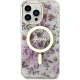 Guess dėklas iPhone 14 Pro telefonui Flower MagSafe, skaidrus